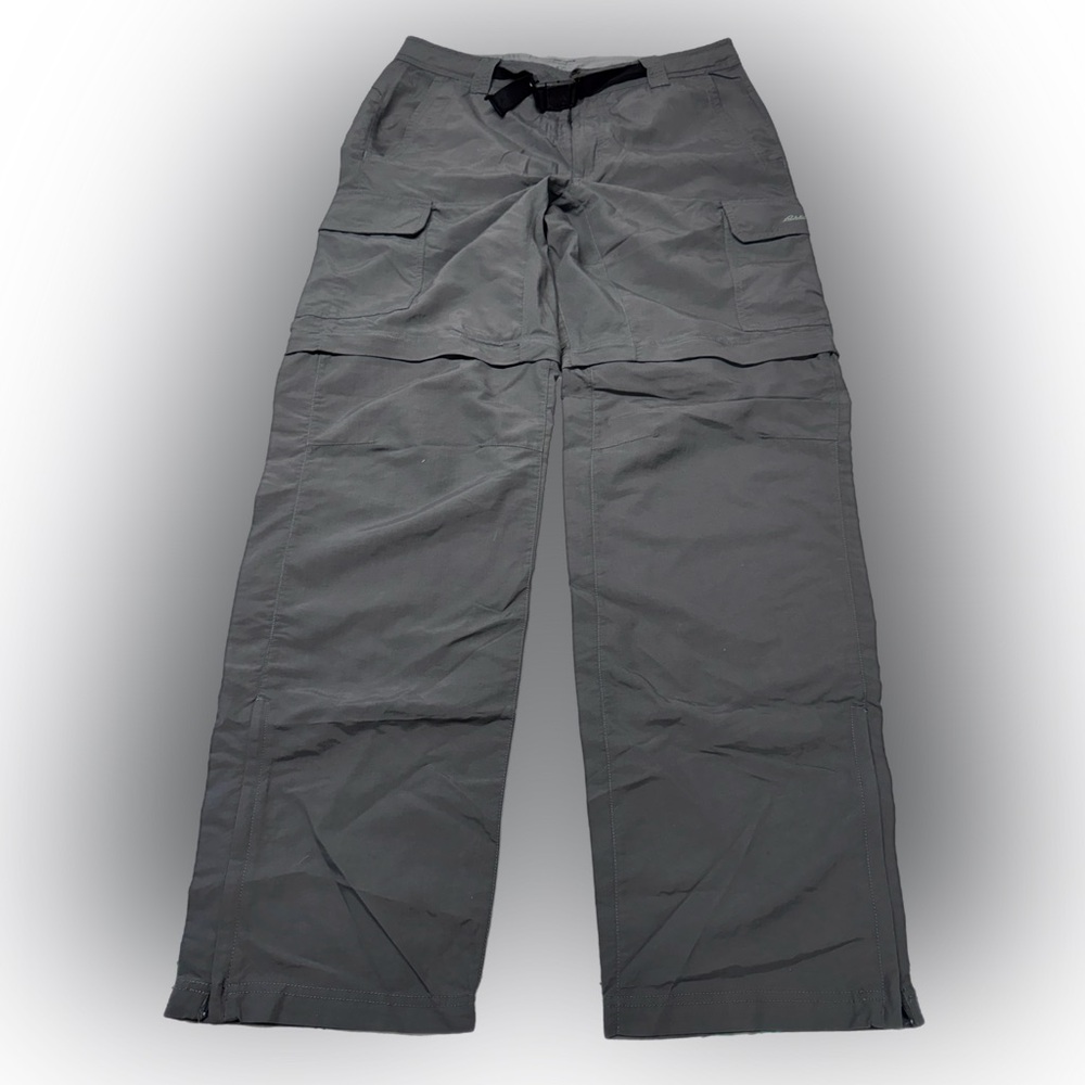 NICE Eddie Bauer Travex Pants Mens 34x34 Grey Convertible Belted Hiking Gorpcore